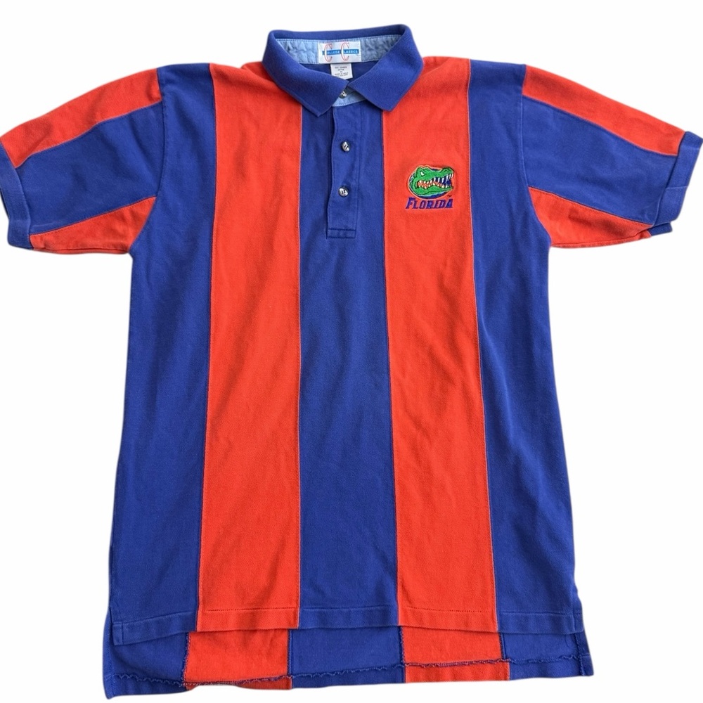 Vintage Florida Gators Polo Shirt Men’s M College‎ Classics Blue Orange Striped